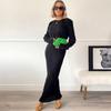 Woman's Long Sleeve Elegant O Neckline Long Dress Fashion Party Date Ladies Long Dresses