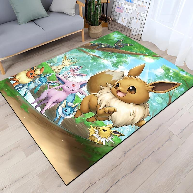 P0kem0n Klasické postavy Pikachu Eevee Potisk Velký koberec Ložnice Obývací pokoj Dětský pokoj Pohovka Rohožka Dětská podlahová dekorace Podložky
