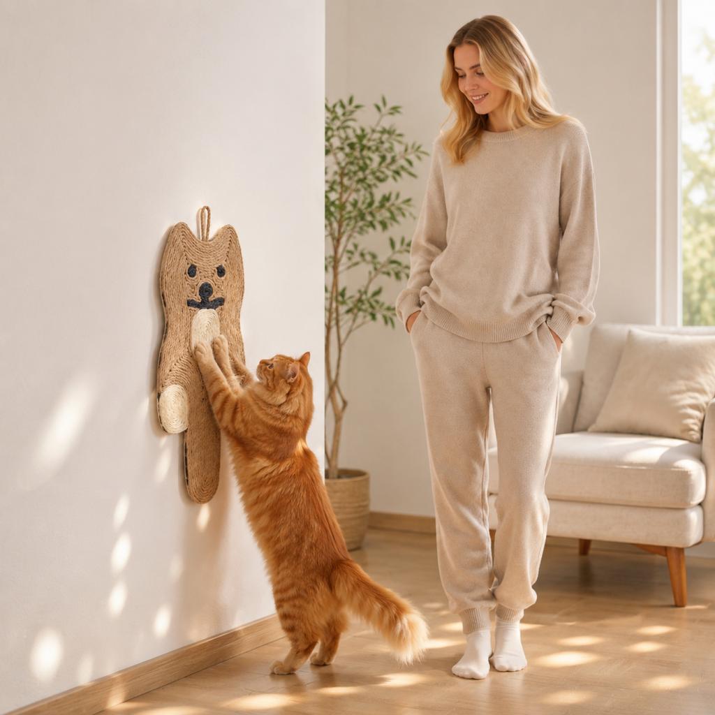 Hanging Sisal Cat Scratching Pad Durable Non-Shedding Scratch Mat Cat Toy for Claw Maintenance and Playtime