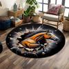"Galloping Horse Breaking Wall" Print Round Rug, Living Room, Bedroom, Playroom Carpet, Non Slip Floor Mat, Gift