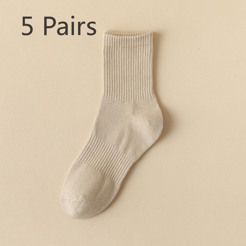 

5 пар мужских хлопковых дышащих спортивных носков-труб для весны и осени 5 Pairs бежевый