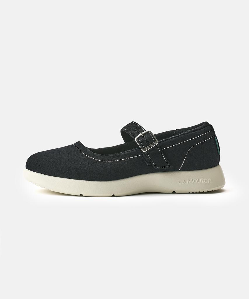 Lemouton Let'S Comfortable Merino Wool Mary Jane Sneakers Black (White Outsole)