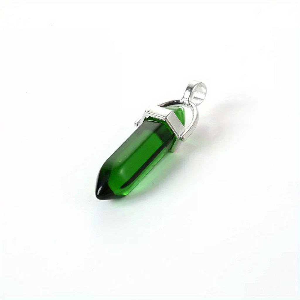 Hexagonal Crystal Pendant Necklace: Natural Stone Prism Bullet Head for European and American Fashion. Single Hexagonal Pendant