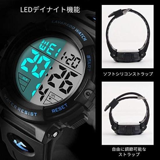 Mens wristwatch digital 50 meters water-resistant date day week alarm LED display multifunctional sports watch stylish outdoor includes instruction