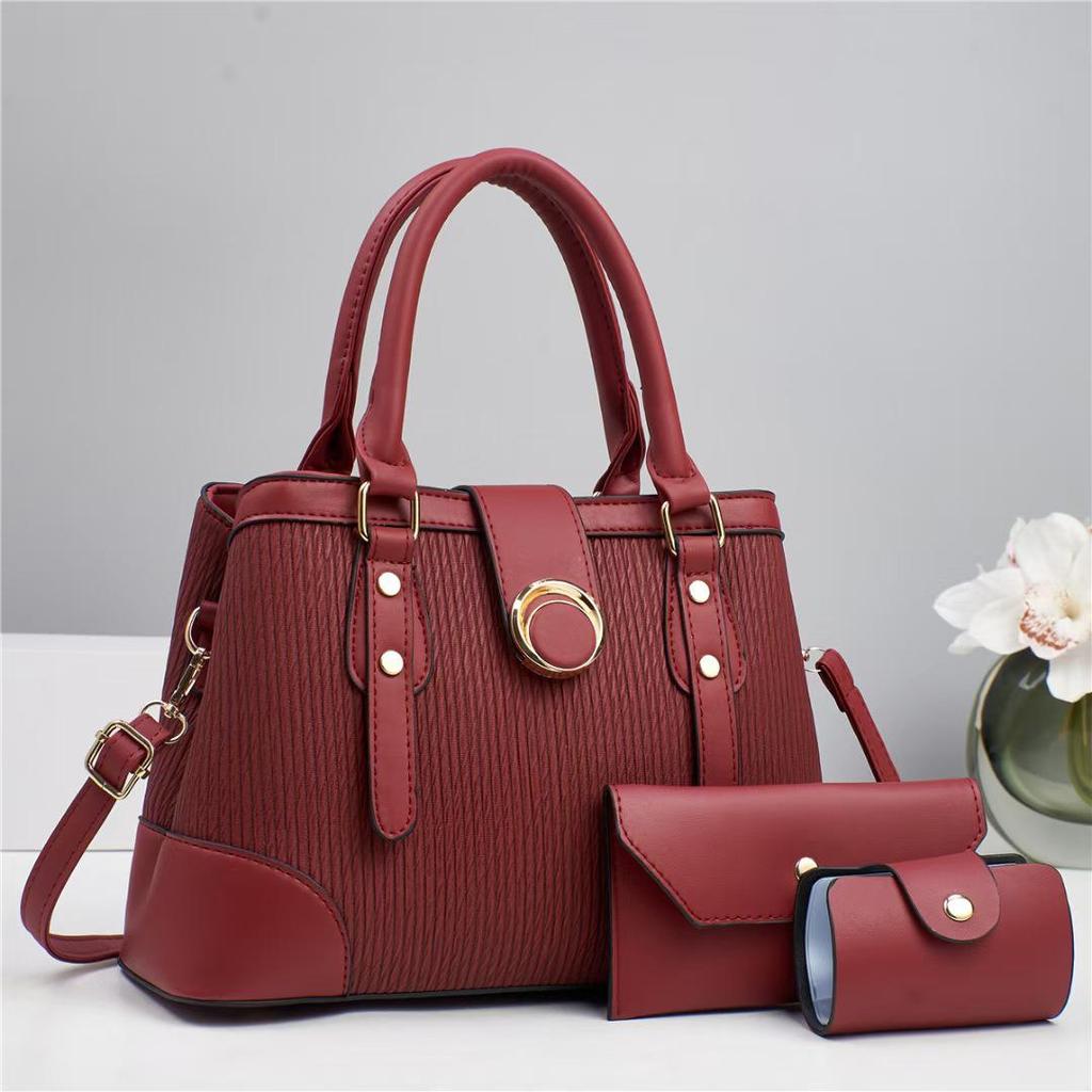 Retro Three-Piece Handbag Set: Large Capacity, Fashionable, Versatile Women's Shoulder & Crossbody Bag