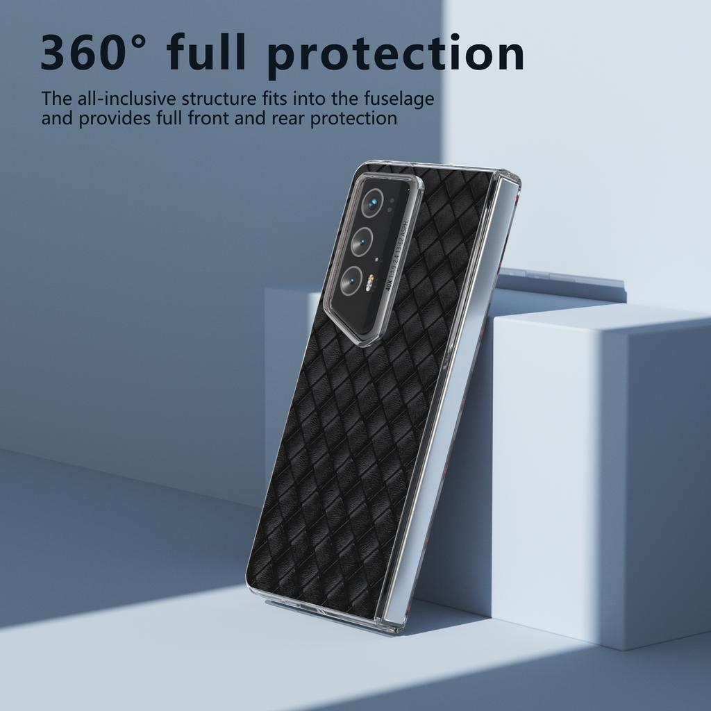 For Honor Magic V2 RSR Porsche Design Case Woven Texture Leather+PC Phone Cover Clear Edge