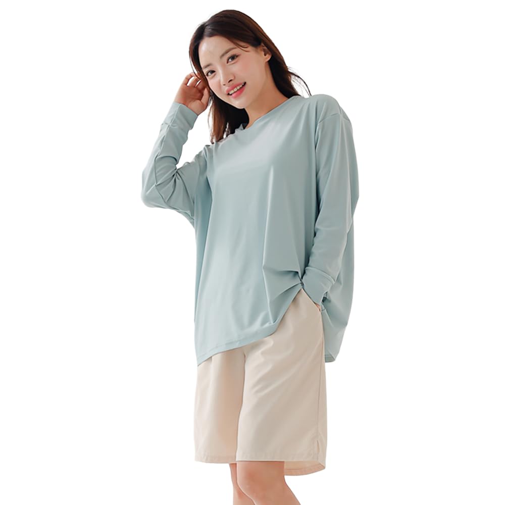 

небесно-голубой размер M [RAVIR] Женский купальник, танкини, закрывающий тело, набор из 4 предметов, женский купальник, шорты, оверсайз, синий,