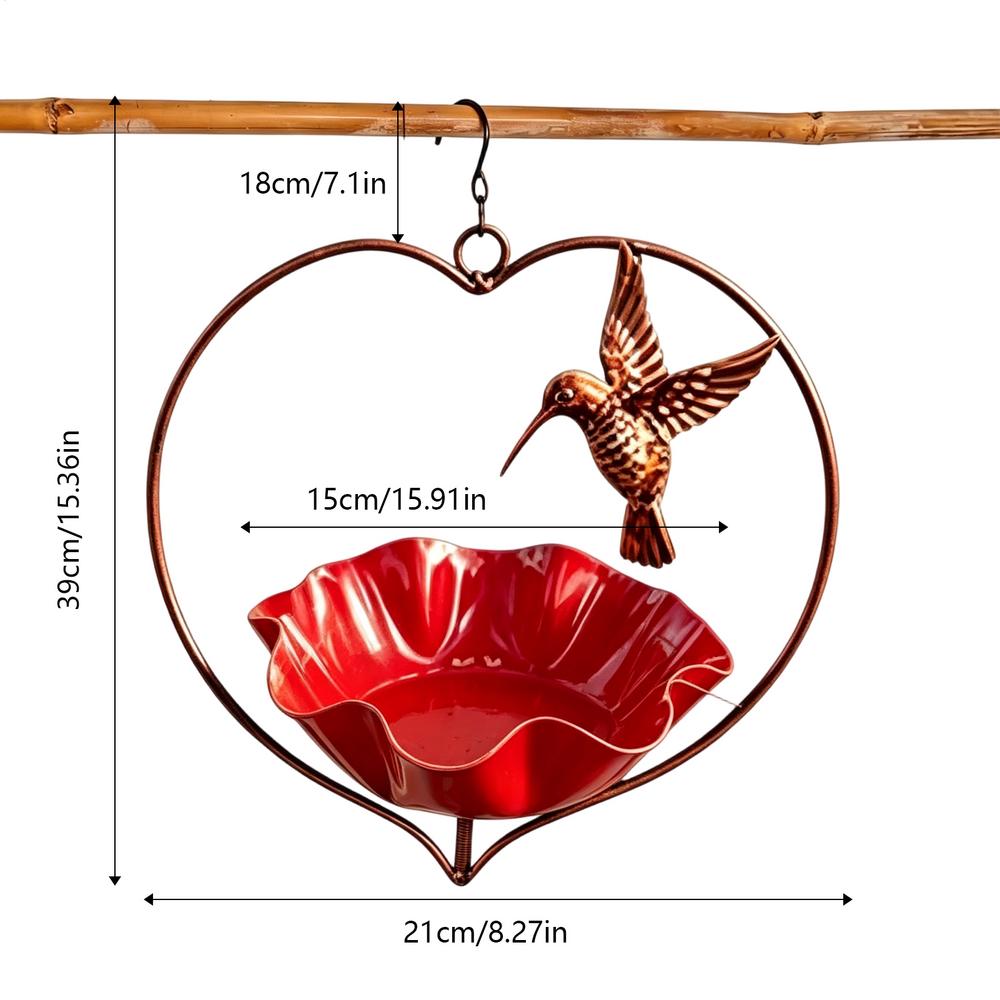 Outdoor Metal Bird Feeder Heart-shaped Flower-shaped Hanging Bird Feeder Balcony Bird Waterer Hummingbird Bath Tray Dispenser