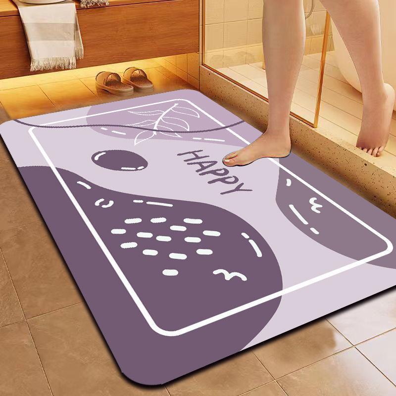 Diatom mud quick drying soft floor mat, bathroom entrance water absorbing and anti slip foot mat