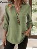 Spring/Summer Imported New Style Women's Shirt Casual Loose Oversized V-Neck Solid Color Blouse