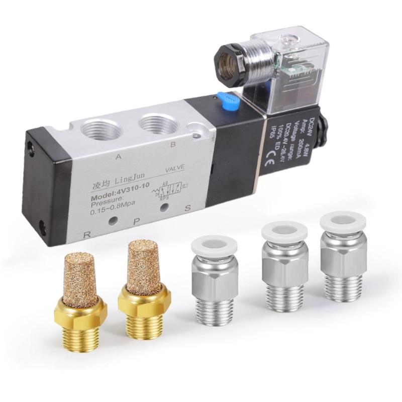 24V Pneumatic Electric Solenoid Valves 5 Way 2 Position Magnetic Manifold Valves Electric Control Air Gas Magnetic Valves