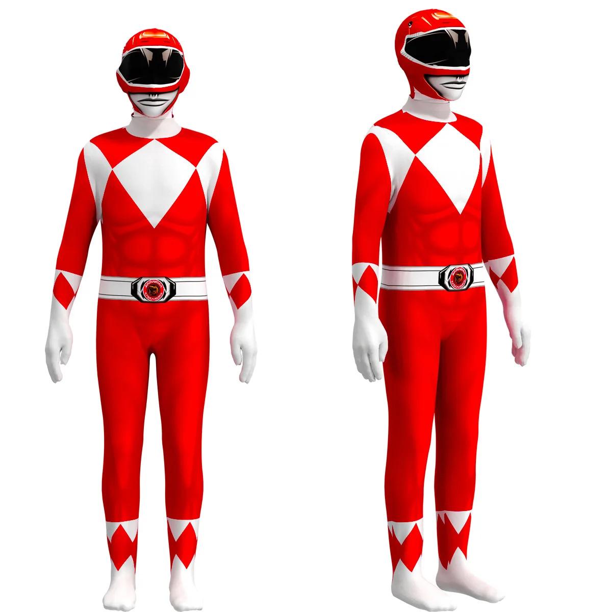 Power Samurai Sentai Shinkenger Rangers Kostuum Volwassenen Kinderen Superheld Cosplay Halloween Verjaardagsfeest Jumpsuit Zentai Pak Kids 140cm&Samurai Sentai