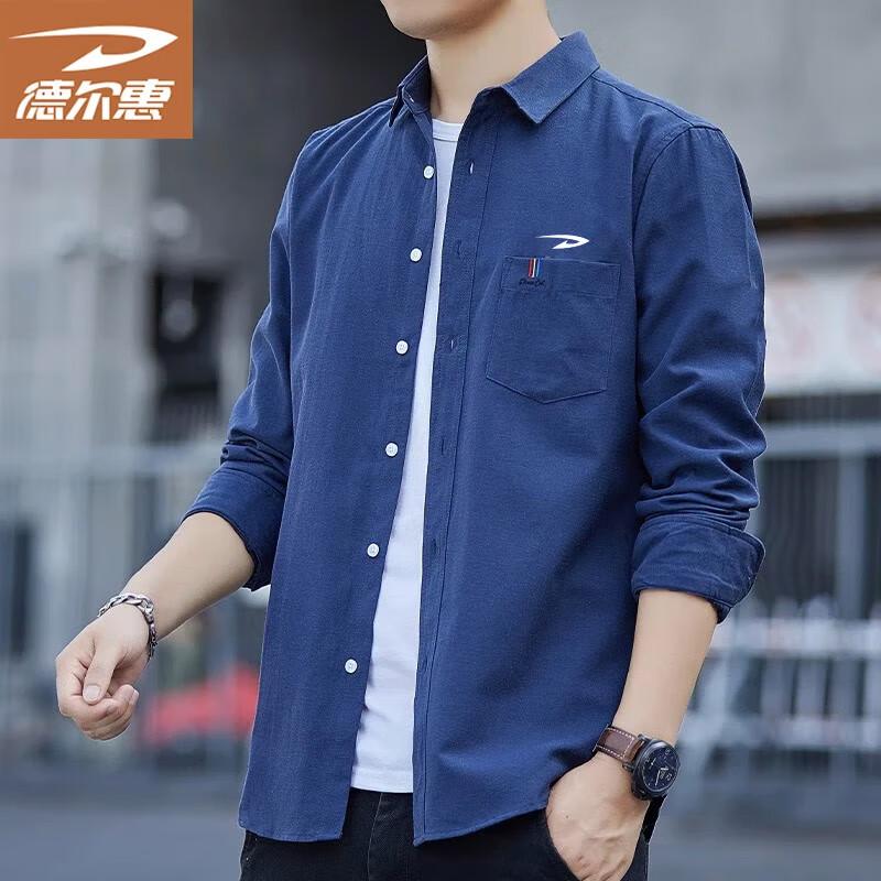 Delhui Men s Business Casual Long-Sleeve Shirt M