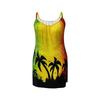 Plus-size Women's Fashion Beach Style Coconut Tree Silhouette Printed Off-shoulder Camisole Dress