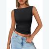 Solid Color round Neck Sleeveless Top Solid Crew Neck Slim fit Sleeveless Top Women