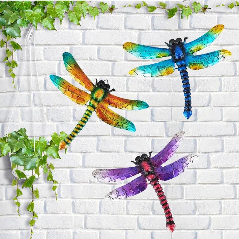 Metal Dragonfly Wall Decoration Outdoor Courtyard Garden Fence Iron Art  Pendant Home Decoration Crafts