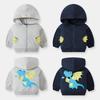 Top Kids' Spring Dinosaur Print Boys' Hooded Zipper Sweatshirt