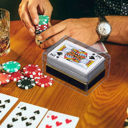 Playing Card Storage Box, Rectangular Display Case for Decks, Playing Card Holder Box for Trading Cards and Gaming Cards