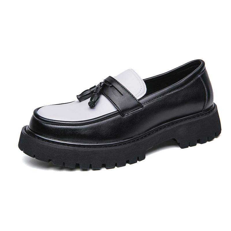 New Platform Shoes Loafers Shoes Men Thick-soled Wedding Shoes Black Formal Business Shoes Slip-on Leather Increase Casual Shoes