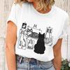 T-shirts Galerie Chat Noir Amoureux des Chats Mode Harajuku T-shirts Manches Courtes Vêtement Chat Noir Drôle Homme Femme