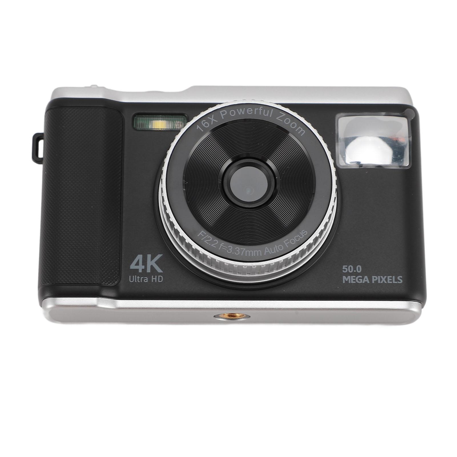 

Цифрова камера 4K, 50 МП, 2,8-дюймовий екран, відеокамера з автофокусом і 16-кратним цифровим зумом, антиспалах чорний