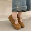Fashion 2025 NEW Pearl Knot Casual Single Shoes for Girls Retro Leather Shoes Spring Autumn New Arrival  Version Versatile
