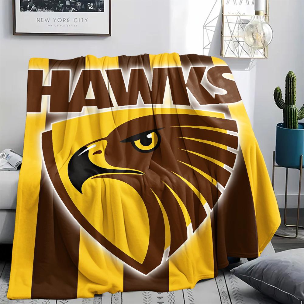 Hawthorn Hawks Print Flaneldecke, Hohe Qualität, Bequem für alle Jahreszeiten, Heimdekoration, Wärme und Komfort, Perfekt für Weihnachtsgeschenke