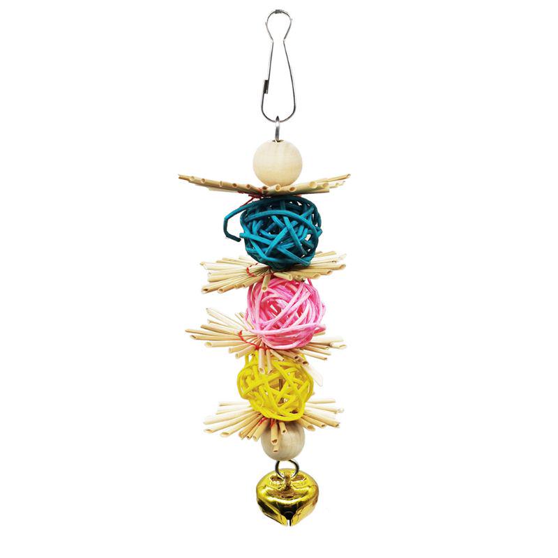 Jouets Pour Oiseaux, Jouets Pour Perroquets Avec Cloches, Jouet À Mâcher Pour Cage À Perroquets Avec Bois Coloré