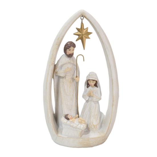 Nativity Scene Figurine Resin Holy Family Ornament Mary Joseph And Baby Jesus Statue Religious Christmas Table Centerpiece Gift for Christians