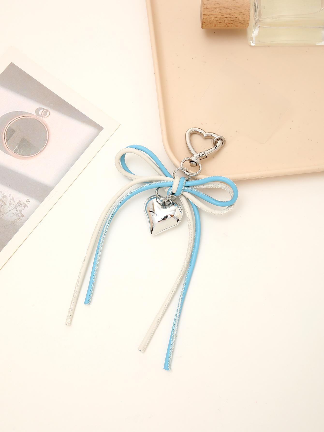 Ins New Leather Rope Love Bow Pendant Phone Case Keychain Hanging Accessories Love Buckle Phone Hanging Rope Leather