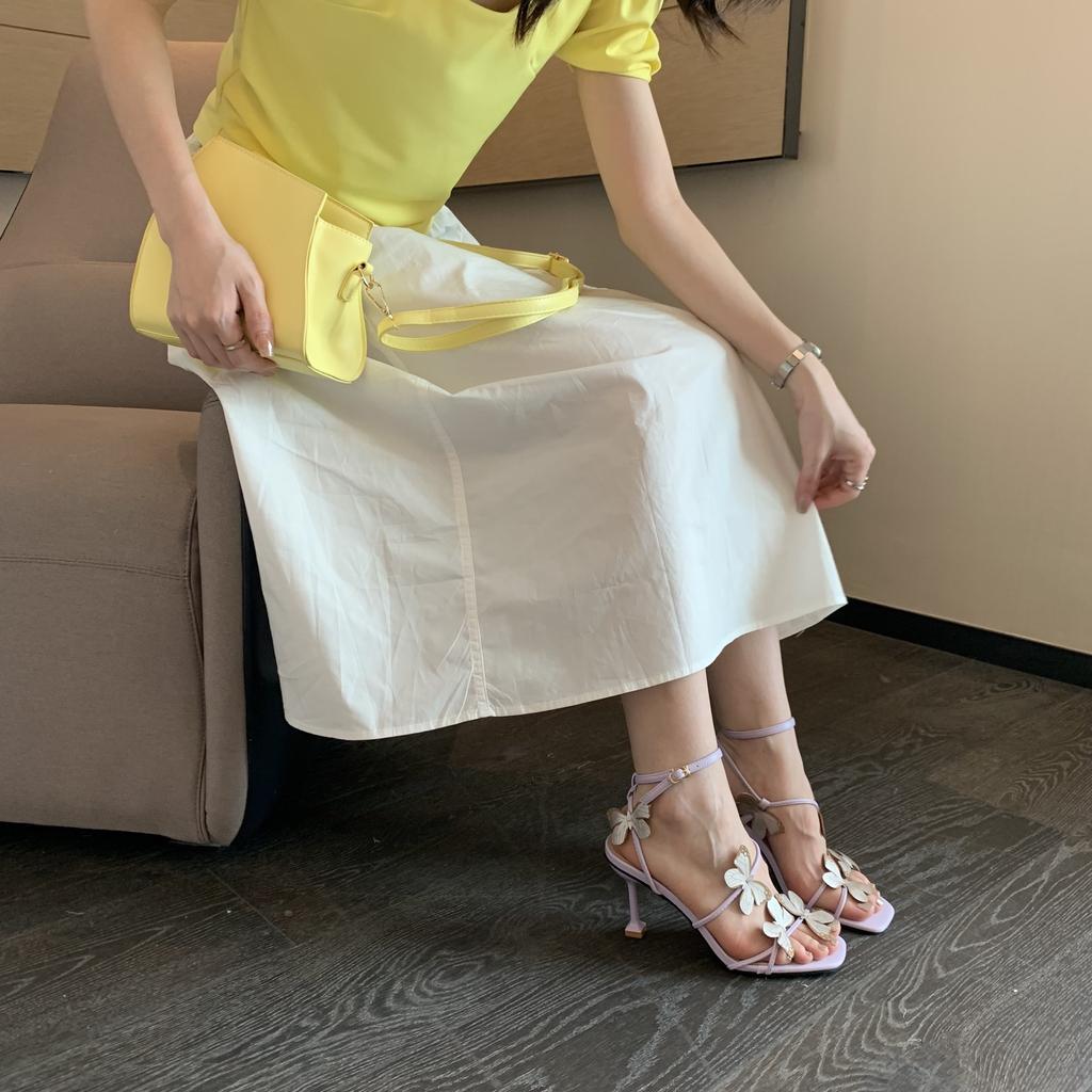 2025 Summer New Fashion Versatile Butterfly Temperament Sexy Super High Heels One-word Buckle Sandals Women's Stiletto