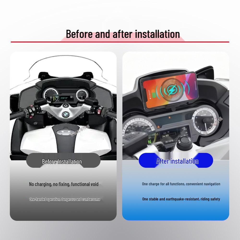 Modifizierter kabelloser Lade-USB-Handyhalter & Navigationshalterung für BMW R1200RT/R1250RT