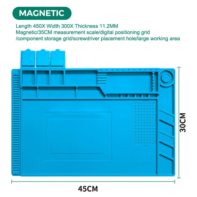 Magnetic Silicone Soldering Mat Heat Insulation Anti-Scratch Work Pad for DIY Phone Circuit Board Repair Use