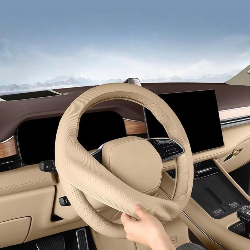 Texture Steering Wheel Cover Non-Slip Car Decorative Car Steering Wheel Protector  Fit 38-42CM