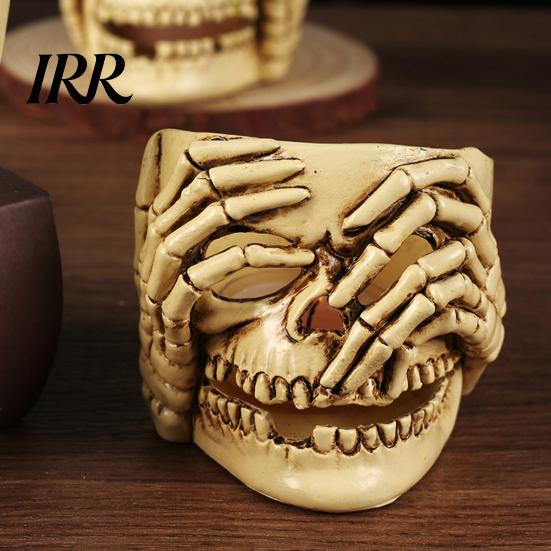 Realistic Halloween Ornaments Skull Candle Holder Decor, Resin Gothic Table Ornament, Spooky Shelf Durable Decorations Decor for Party Home, Trick or
