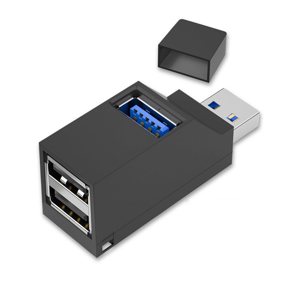 USB USB Expansion Hub with USB and USB Combo and 1 Hub 3.0 Hub, 3-Port 3.0 2.0 Hub, Compact, High-Speed, Lightweight, Portable, Compact, (Black)