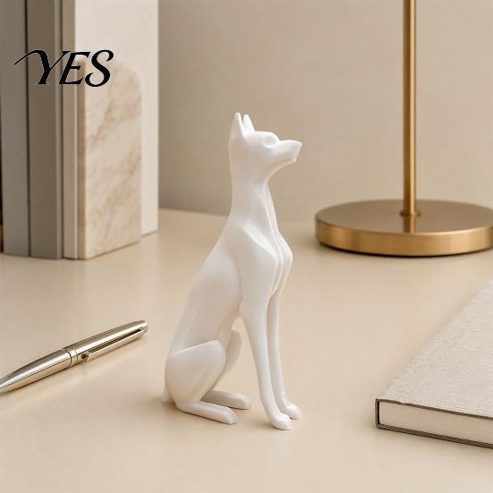 Minimalist Dog Statue 3D Printed Sitting Figurine, Modern Statue, Animal White Figurine Sculpture Decoration for Home Office Desk, Gift Pet Lovers PLA