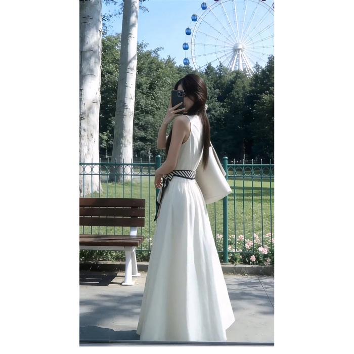 French sleeveless vest dress children s summer new temperament beautiful seaside vacation high-end long dress S
