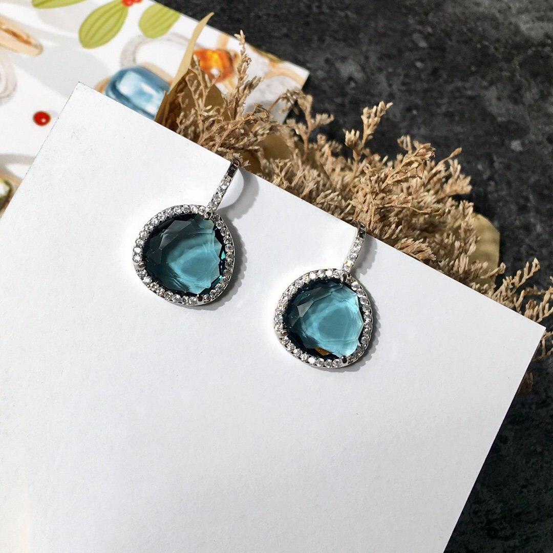 

НОВИНКА IN2023, горячие трендовые серьги с каплями воды и кристаллами, латунные серьги-гвоздики, повседневная одежда, универсальные ювелирные изделия, атмосфера jet синий