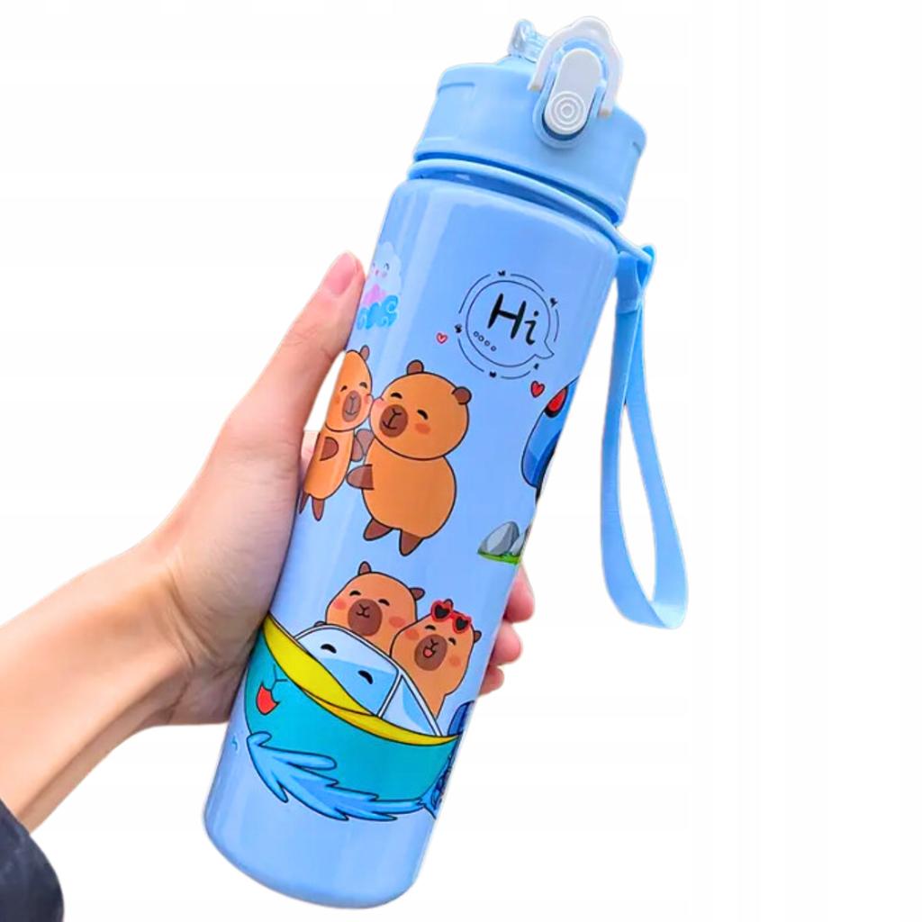 Capybara Water Bottle With Straw For Children To School 690 Ml