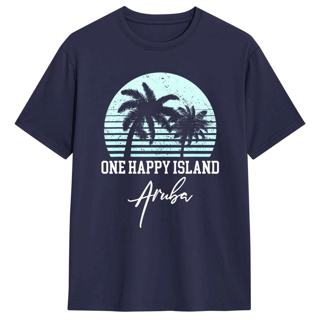 Aruba One Happy Island Souvenir TShirt Leisure TShirts ShortSleeved Awesome Tshirt Summer Cotton Oversized Top Tees