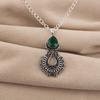 Green Onyx Gemstone 925 Sterling Silver Women Jewelry Partywear Chain Pendant 1.8" For Wife CP-45-19