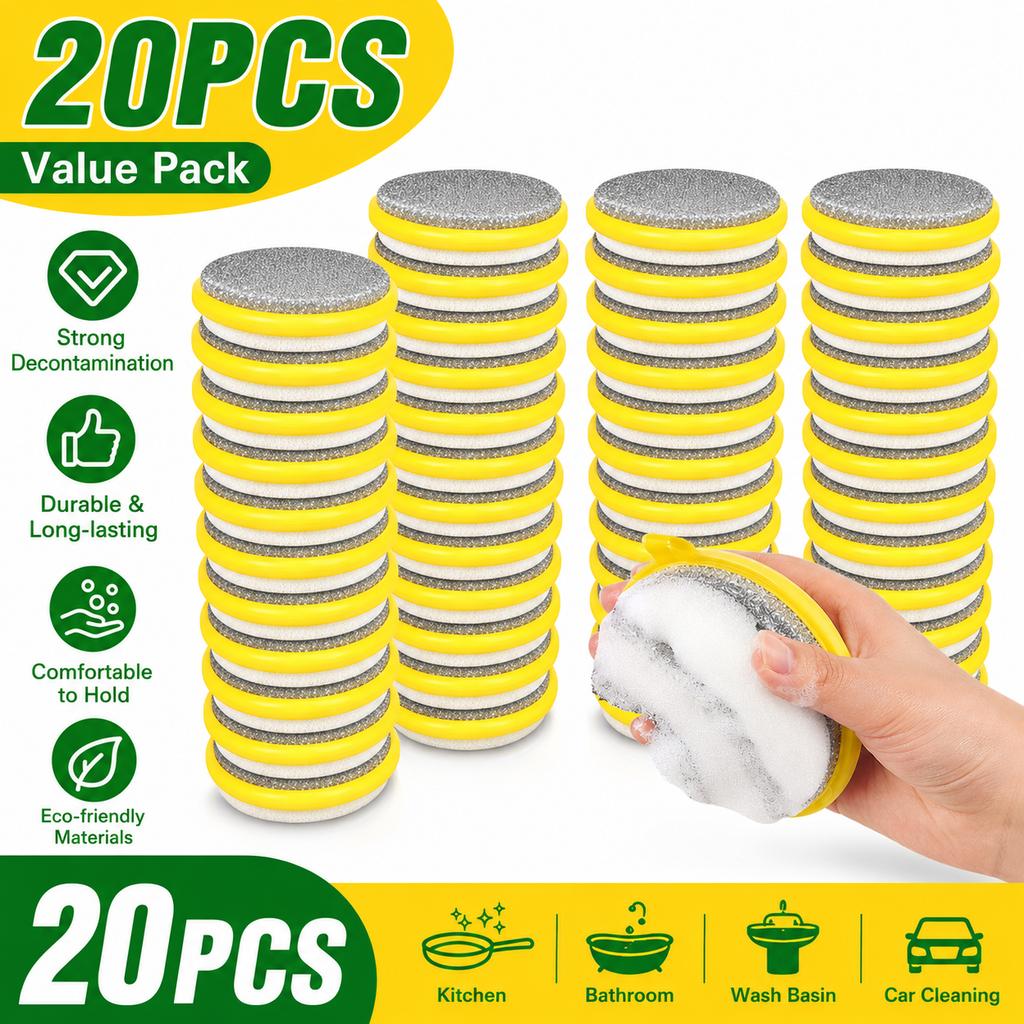 Reusable Double Side Dishwashing Sponge Kitchen Cleaning Pad for Pot Pan Bowl Dish Wash Scrubber Household Tool Set Kit