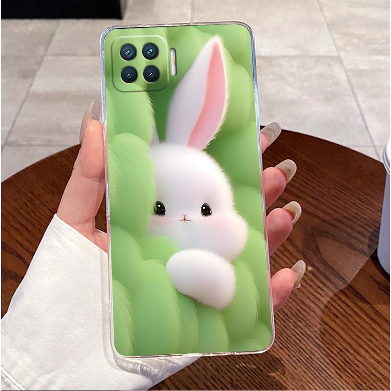 Case For OPPO Reno 4F A73 A93 4G F17 Pro Casing Clear Luxury Cute Love Rabbit Funny Pattern Soft Silicone Phone Case Back Cover