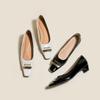 Spring New Small High-heeled Fashion Single Shoes, Real Cowhide Thick-heeled Women's Shoes, Soft Soles Are Not Tired of Feet, and High-end Shallow-mou