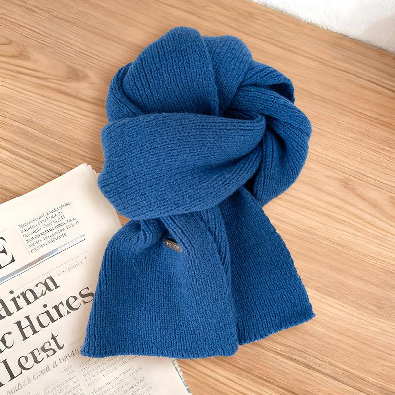 Autumn and Winter Lengthened Korean Muse Commuting Gentle and Versatile Without Tassel New Solid Color Thickened Warm Knitted Scarf