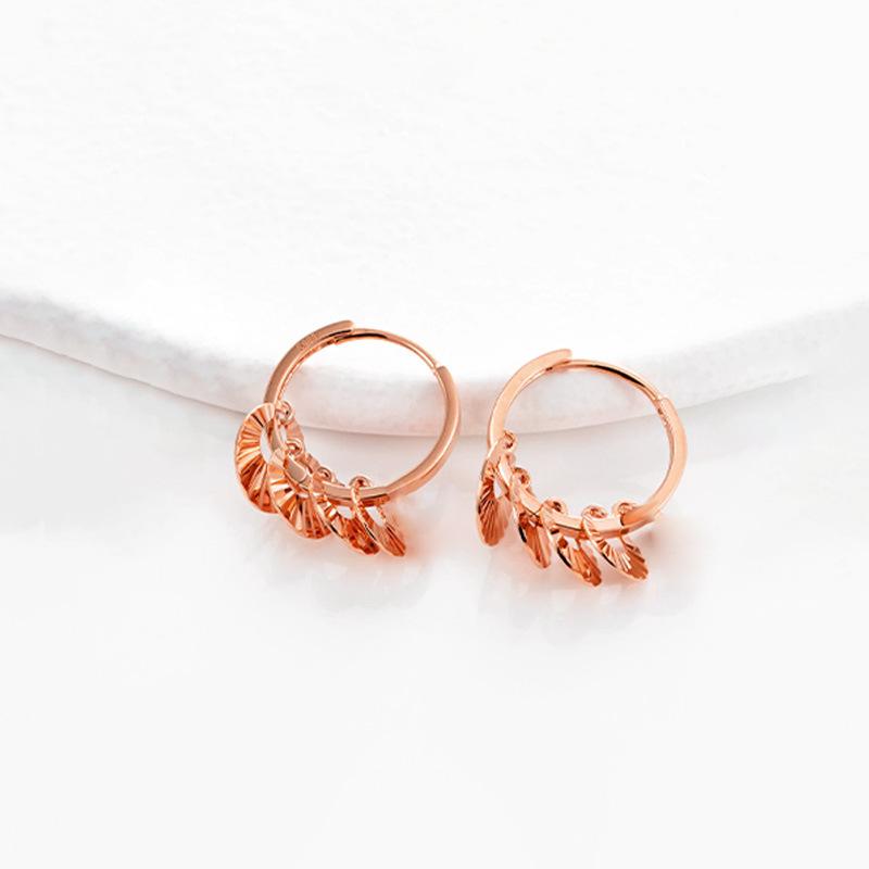 Exquisite Russian Purple Gold Car Flower Disc Earrings, Simple Rose Gold Plated Sequined Ear Buckles, Classic Jewelry (rose gold plated pair)