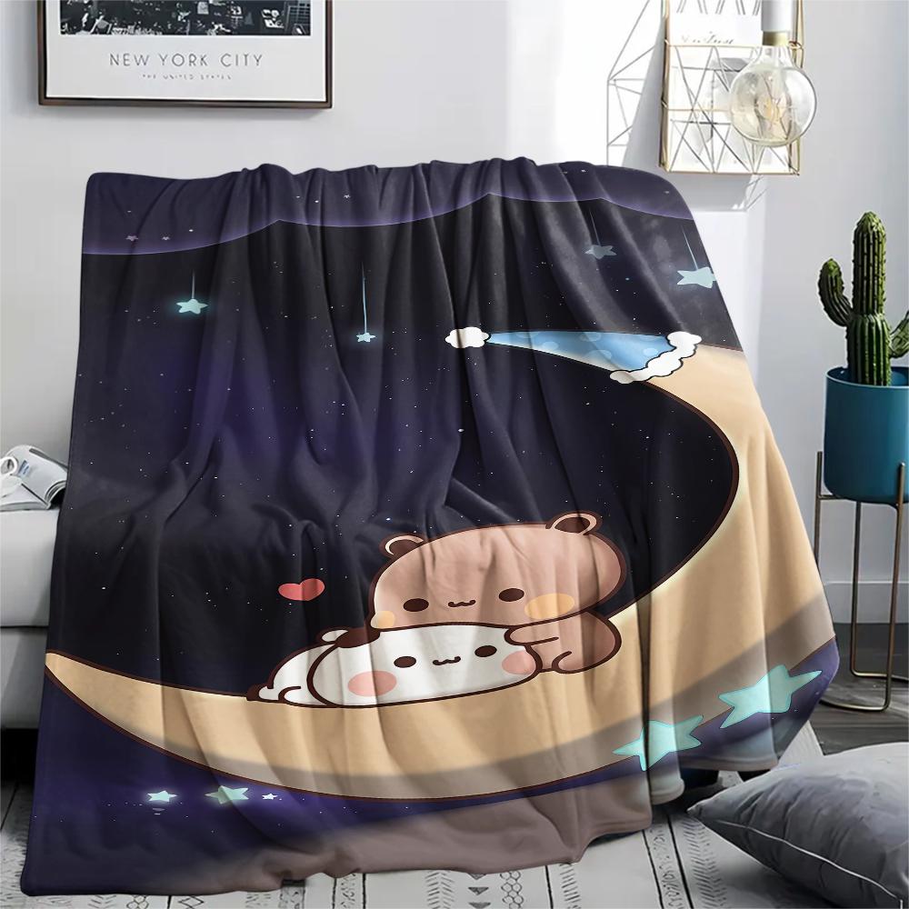 1PC Bubu Dudu Print Flannel Blanket, High quality All Seasons, Home Decor, Warmth and Comfort, Perfect for Christmas Gifts