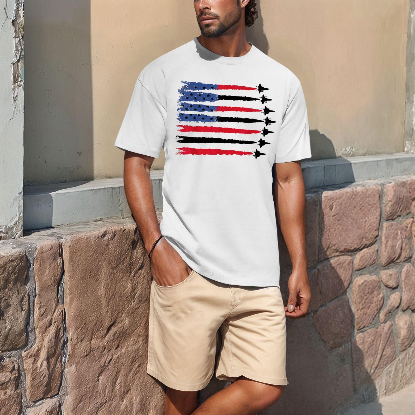 

Летняя мужская популярная футболка с круглым вырезом и коротким рукавом с принтом XL белый