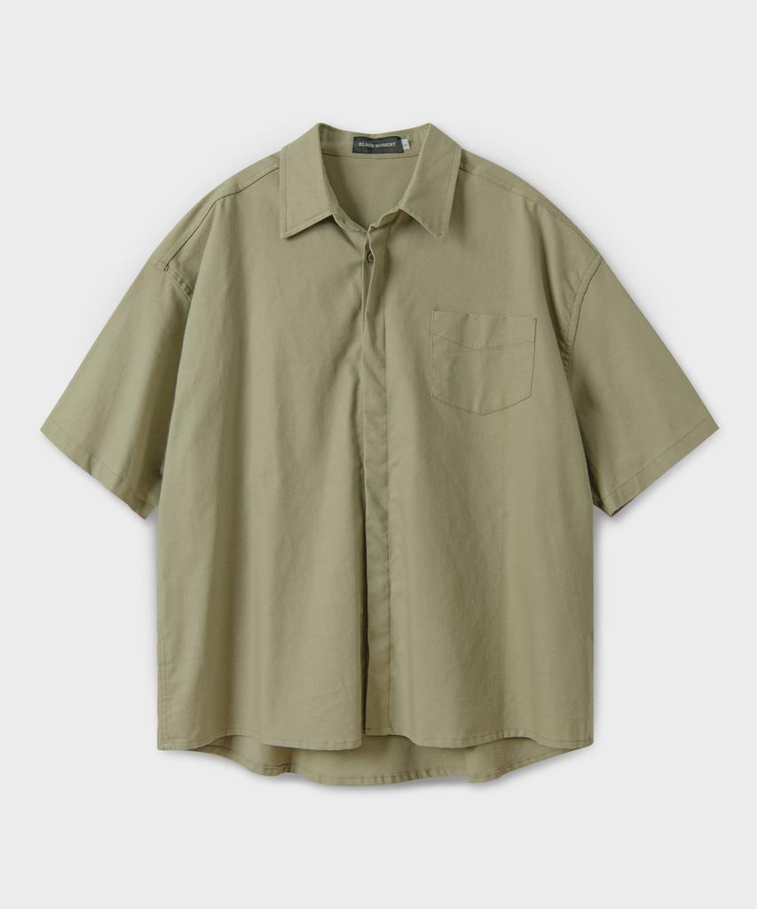 BLACK MOMENT [Waterproof] Linen Basic Oversized Short Sleeve Shirt Jacket 7 Colors